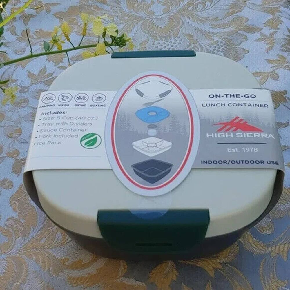 High Sierra Lunch Box w/ Divider, Fork, Ice Pack, & Sauce Container